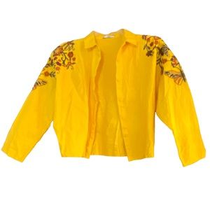 Grifflin Paris Yellow Embroidery 100% Cotton Blazer Size M